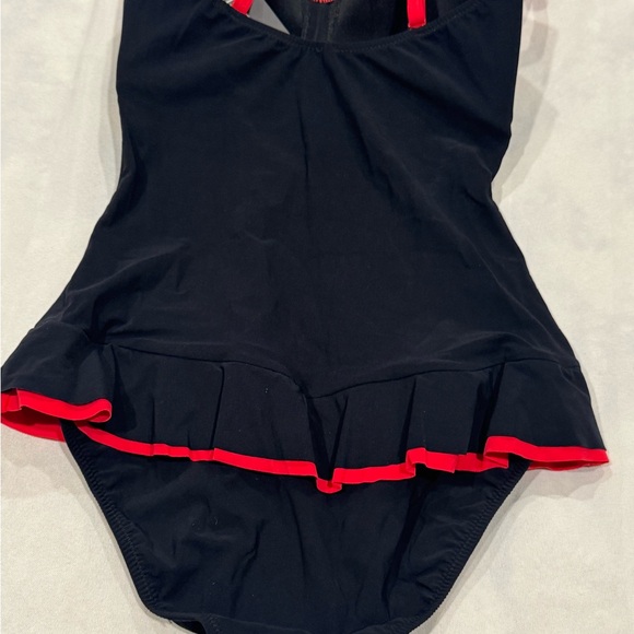 Profile by Gottex One-Piece Swimsuit Black Pink Lace-Up Ruffle NWT Size 6 - Picture 6 of 10